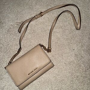 Michael Kors Beige Crossbody Bag with Gold Chain